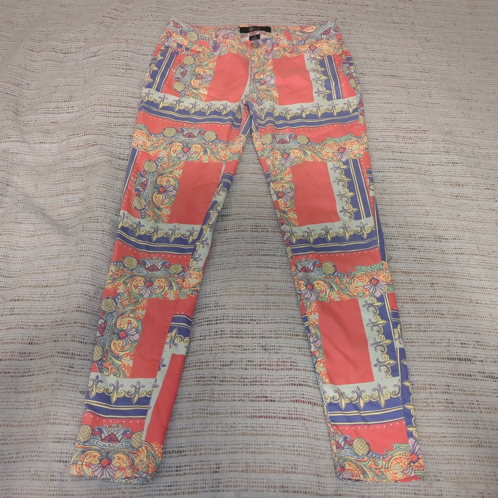 CP Celebrity Pink Multicolor Baroque Print Cotton Polyester Skinny Jeans Size 9